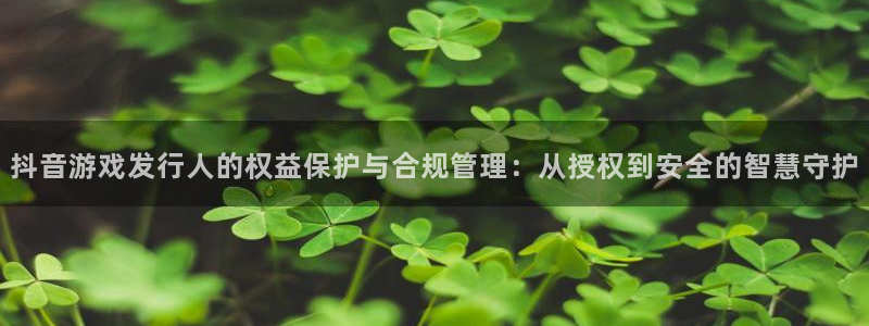 pp电子娱乐测速官网：抖音游戏发行人的权益保护与合规管理：从授权到安全的智慧守护